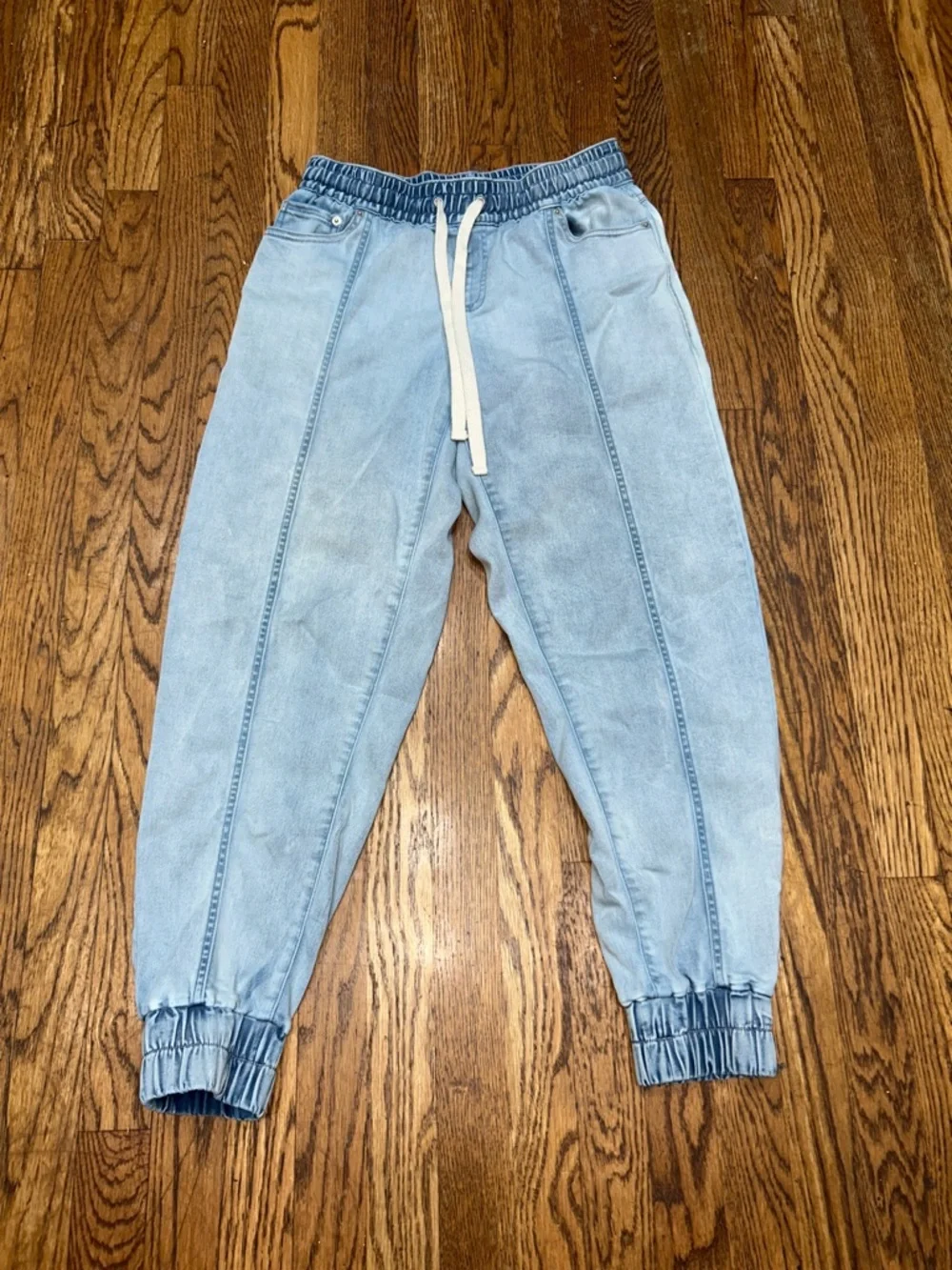 INC International Concepts Light Blue Elastic Waist Denim Pants Minimalist - Picture 1 of 6